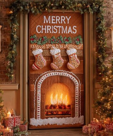 Gingerbread Gift Hearth Quilted Door Cover