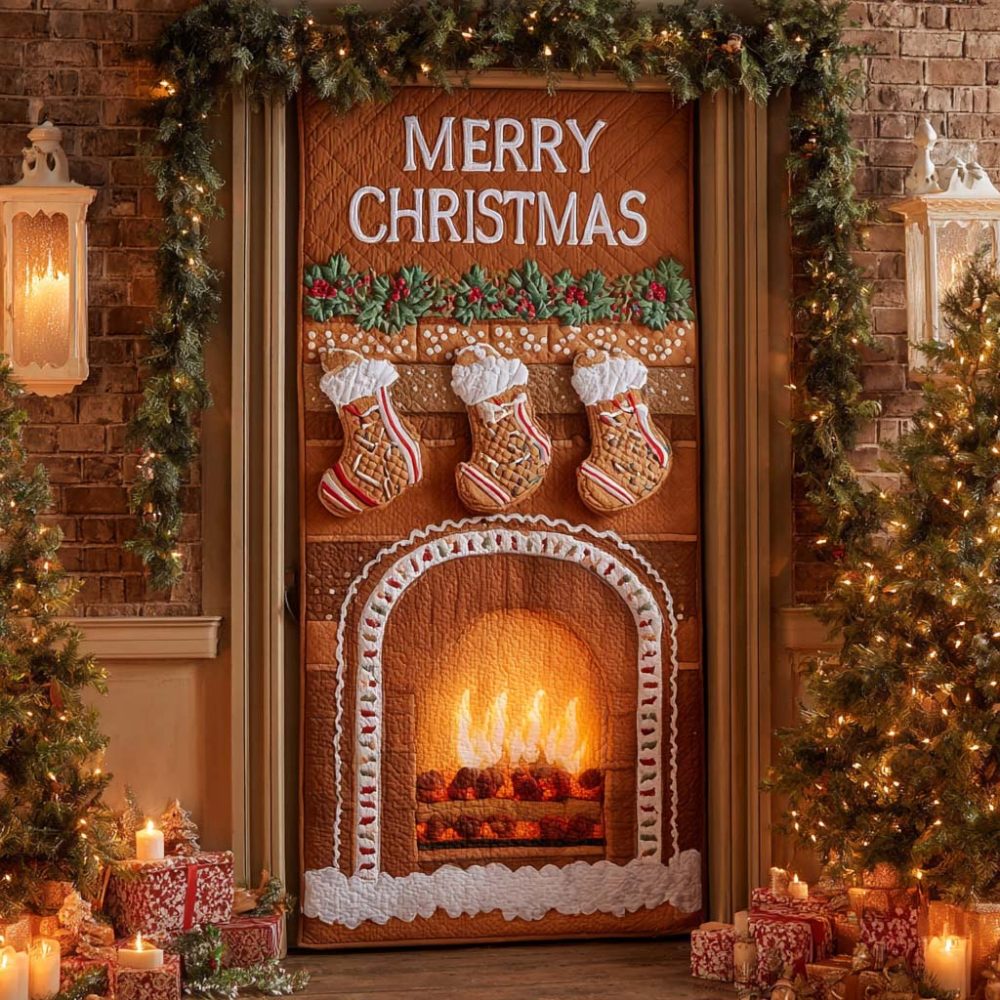 Gingerbread Gift Hearth Quilted Door Cover