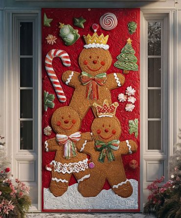 Gingerbread Joy Quilted Door Cover