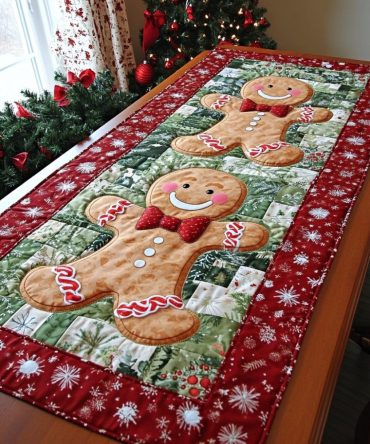 Gingerbread Joy Quilted Table Runner