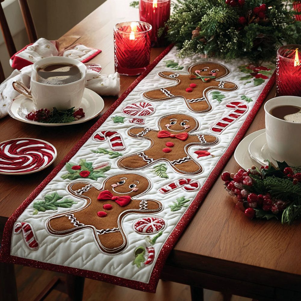 Gingerbread Magic Quilted Table Runner