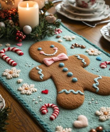 Gingerbread Man Quilted Table Runner