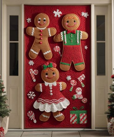 Gingerbread Memory Quilted Door Cover