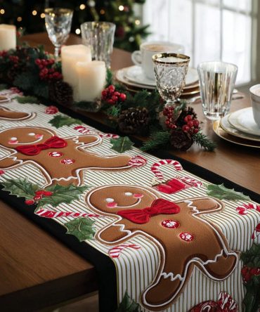 Gingerbread Spirit Quilted Table Runner