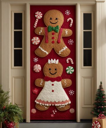 Gingerbread Whim Quilted Door Cover