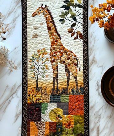 Giraffe In Safari Quilted Table Runner