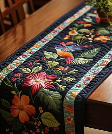 Glimmering Wings Quilted Table Runner