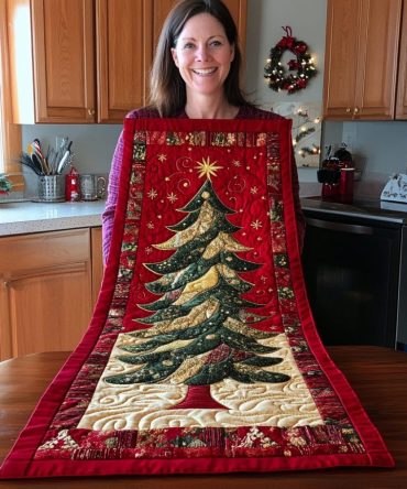 Glistening Holiday Quilted Table Runner