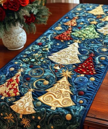 Glistening Pine Grove Quilted Table Runner