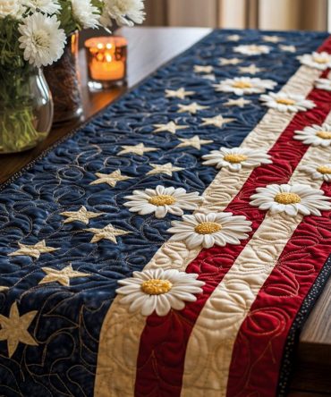 Glory Daisy Quilted Table Runner