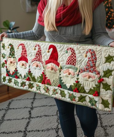 Gnome Family Quilted Table Runner