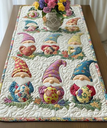 Gnome Garden Quilted Table Runner