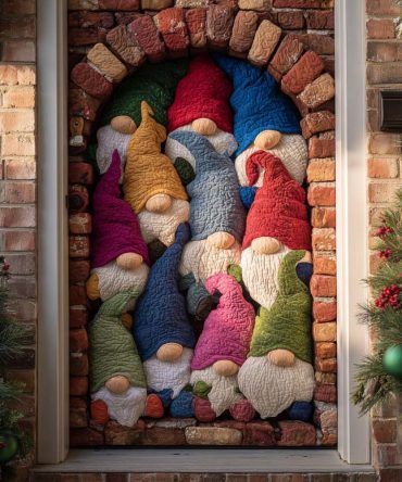 Gnome Gathering Tunnel Quilted Door Cover