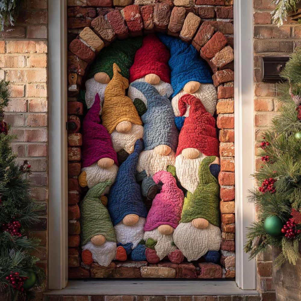 Gnome Gathering Tunnel Quilted Door Cover