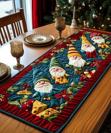 Gnome Gift Quilted Table Runner