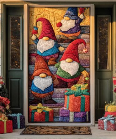 Gnome Gift Surprise Quilted Door Cover