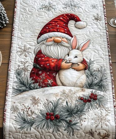 Gnome Holiday Cheer Quilted Table Runner