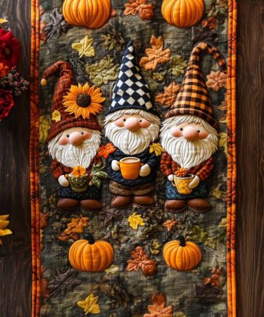 Gnome Rustic Trail Quilted Table Runner