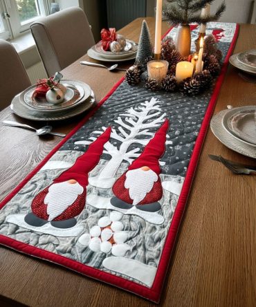 Gnome Solstice Quilted Table Runner