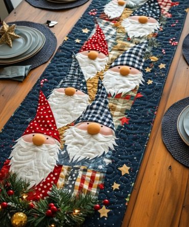 Gnome Sweet Gnome Quilted Table Runner