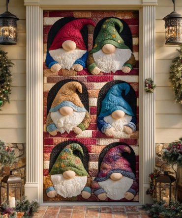 Gnome Welcome Quilted Door Cover