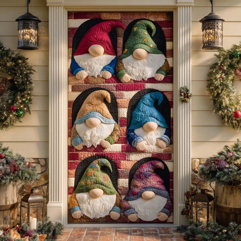 Gnome Welcome Quilted Door Cover