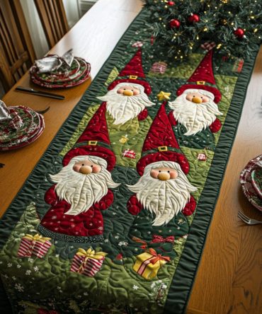 Gnome For The Holidays Quilted Table Runner