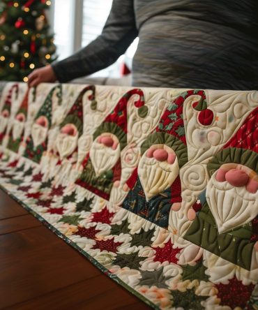 Gnomes Of The Season Quilted Table Runner