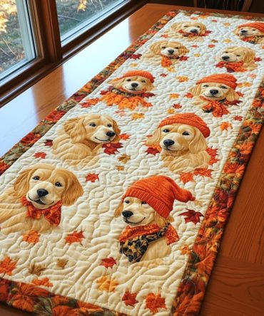 Golden Fall Delight Quilted Table Runner