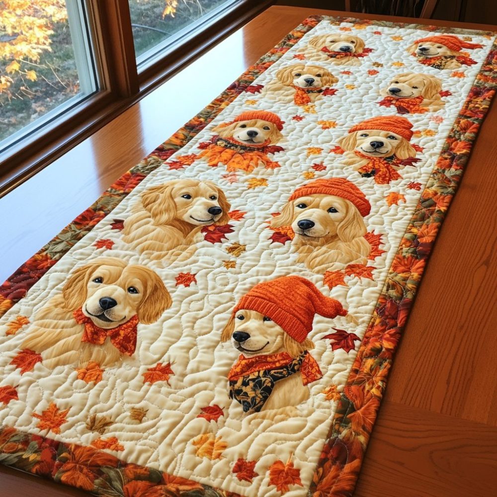 Golden Fall Delight Quilted Table Runner