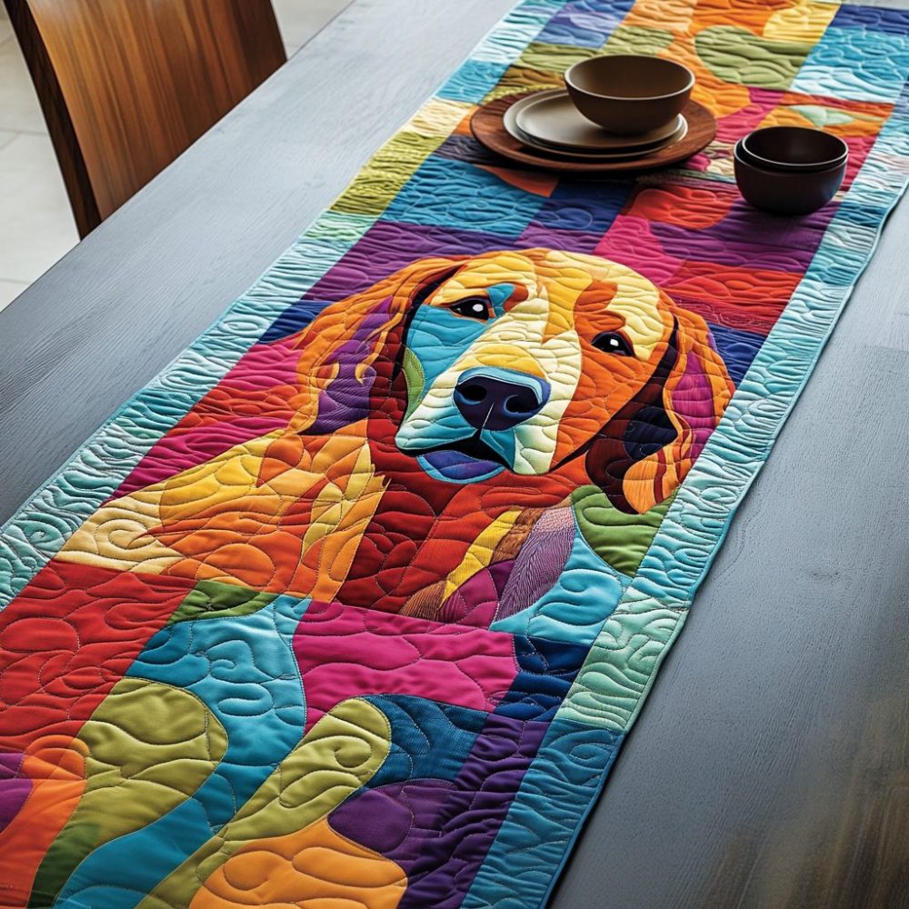 Golden Guardian Quilted Table Runner