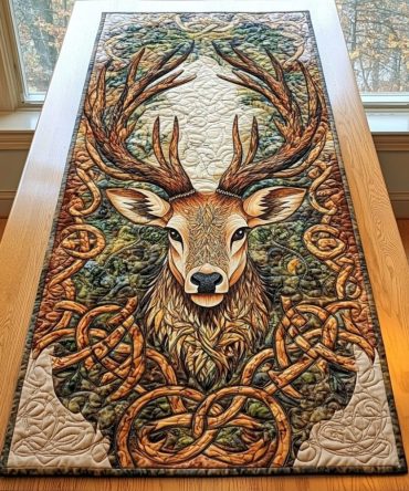 Golden Antlers Quilted Table Runner