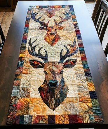 Golden Antlers Quilted Table Runner