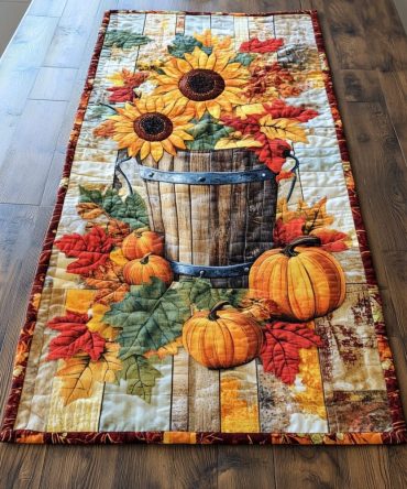 Golden Autumn Bliss Quilted Table Runner