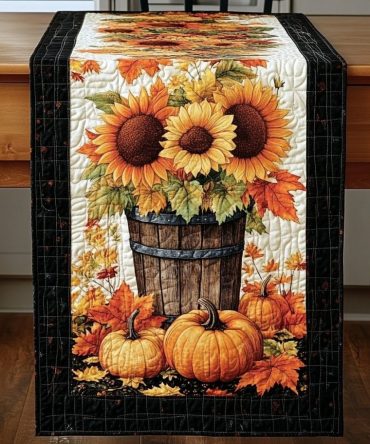 Golden Autumn Quilted Table Runner