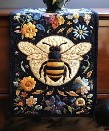 Golden Bee Garden Quilted Table Runner