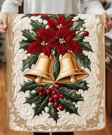 Golden Bells Elegance Quilted Table Runner