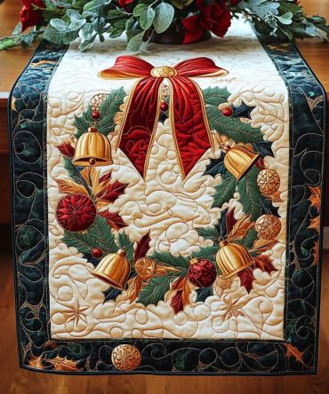 Golden Bells Quilted Table Runner