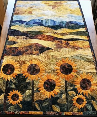 Golden Bloom Quilted Table Runner