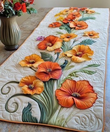 Golden Bloom Trail Quilted Table Runner