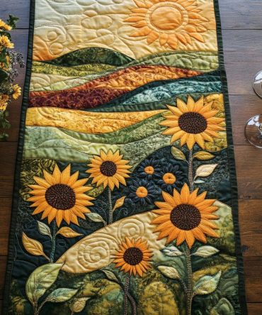 Golden Blooms Quilted Table Runner