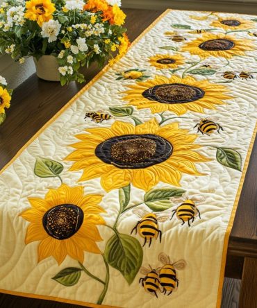 Golden Buzz Quilted Table Runner