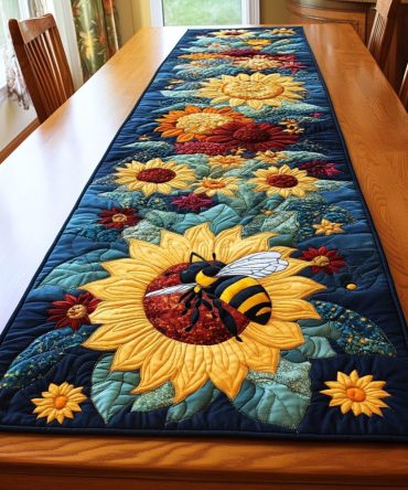 Golden Buzz Quilted Table Runner