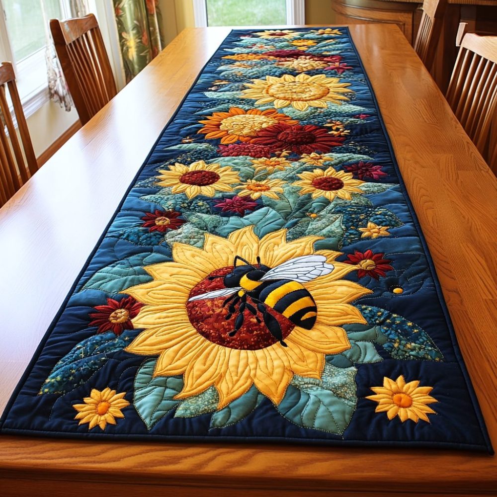 Golden Buzz Quilted Table Runner