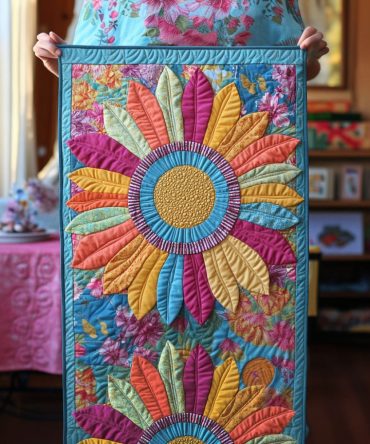 Golden Charm Quilted Table Runner