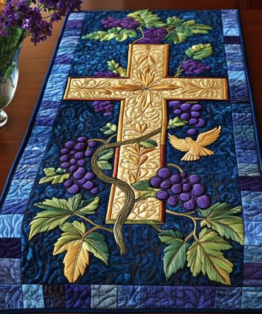 Golden Cross Grapes Quilted Table Runner
