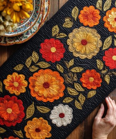 Golden Crown Quilted Table Runner