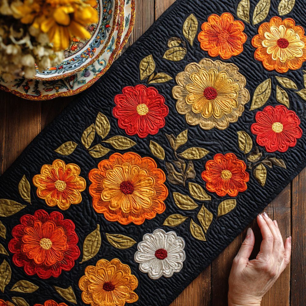 Golden Crown Quilted Table Runner