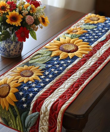 Golden Field Flag Quilted Table Runner
