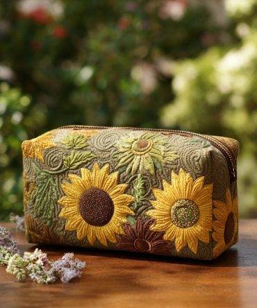 Golden Field Quilted Makeup Bag
